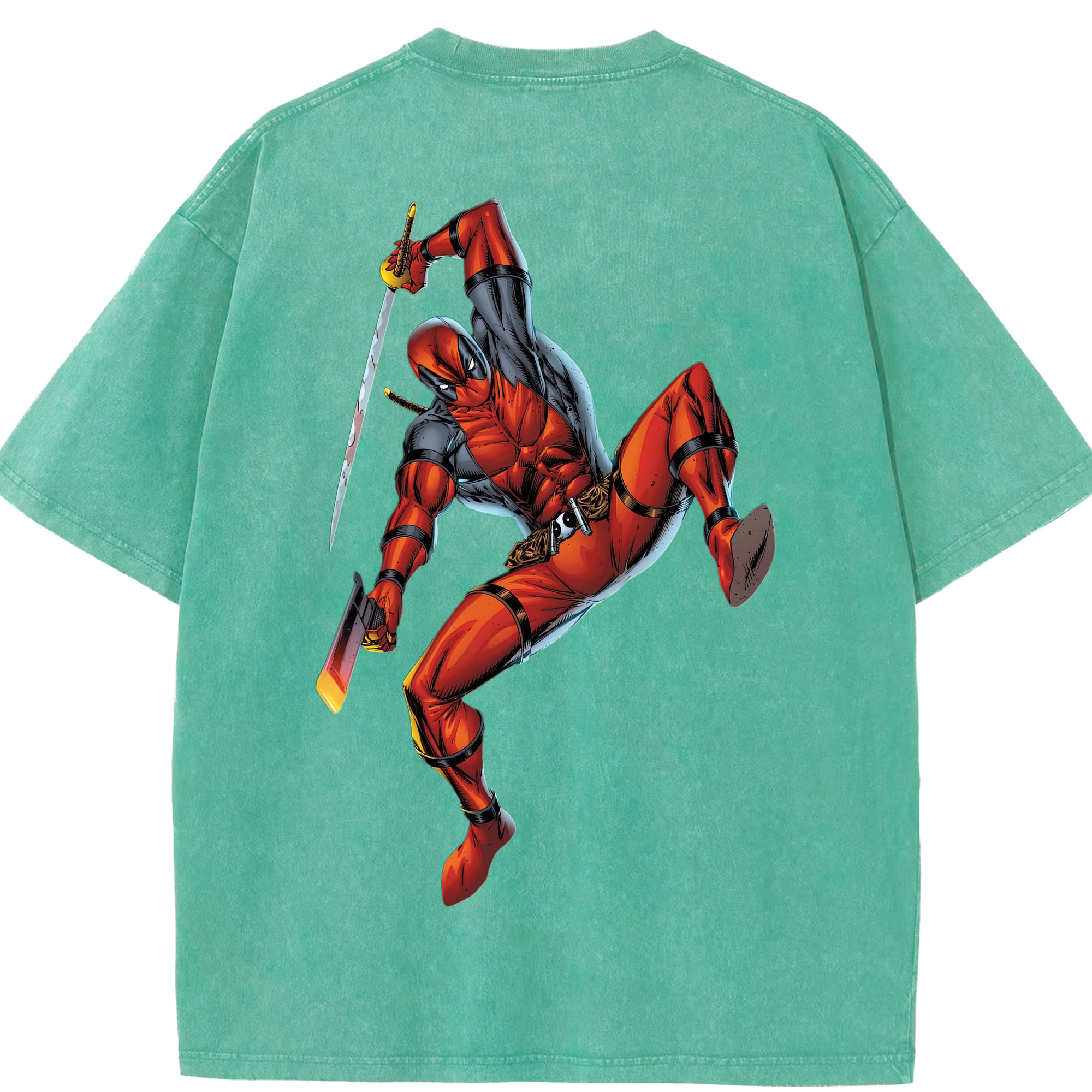 （画像用） Deadpool デッドプール 綿100% ヴィンテージ風 半袖Tシャツ（背面プリント）